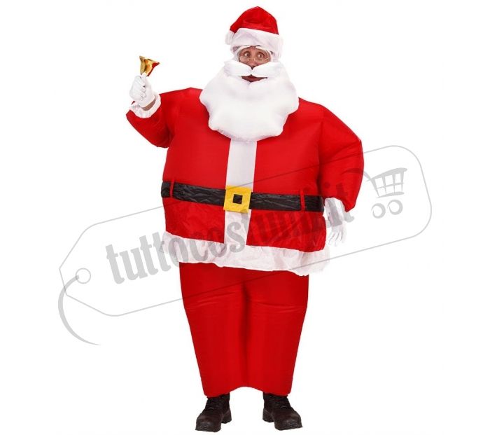 Vestito Abito Costume Travestimento Da Babbo Natale Taglia Unica 5 Pezzi Rosso 